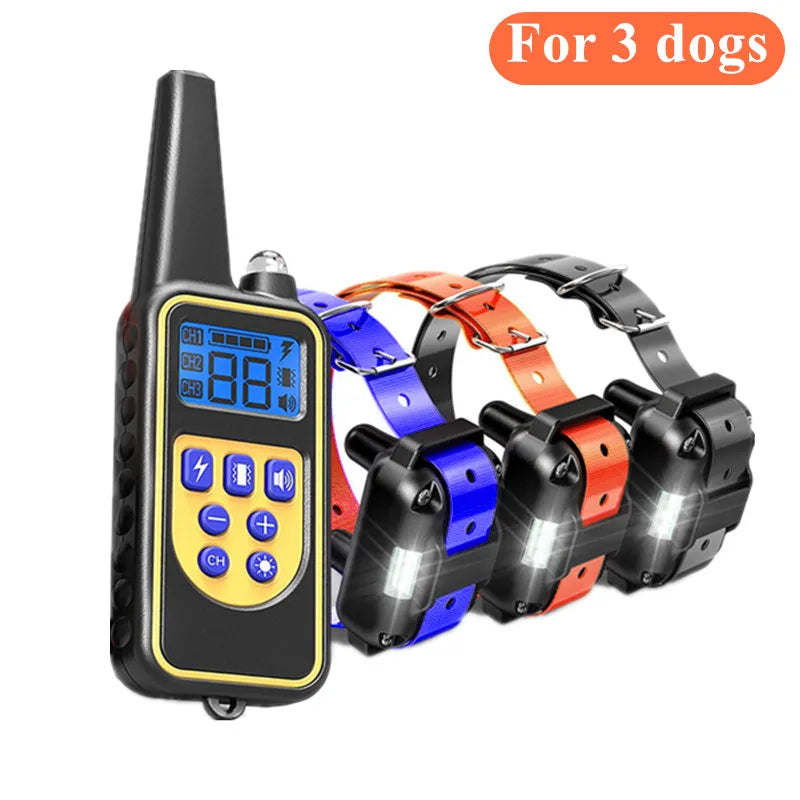 3 Dog - Electric Dog Training Collar Waterproof Dog Bark Collar Pet With Remote Control Rechargeable Anti Barking Device All Size Dogs